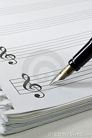 Blank Sheet Music With Fountain Pen 