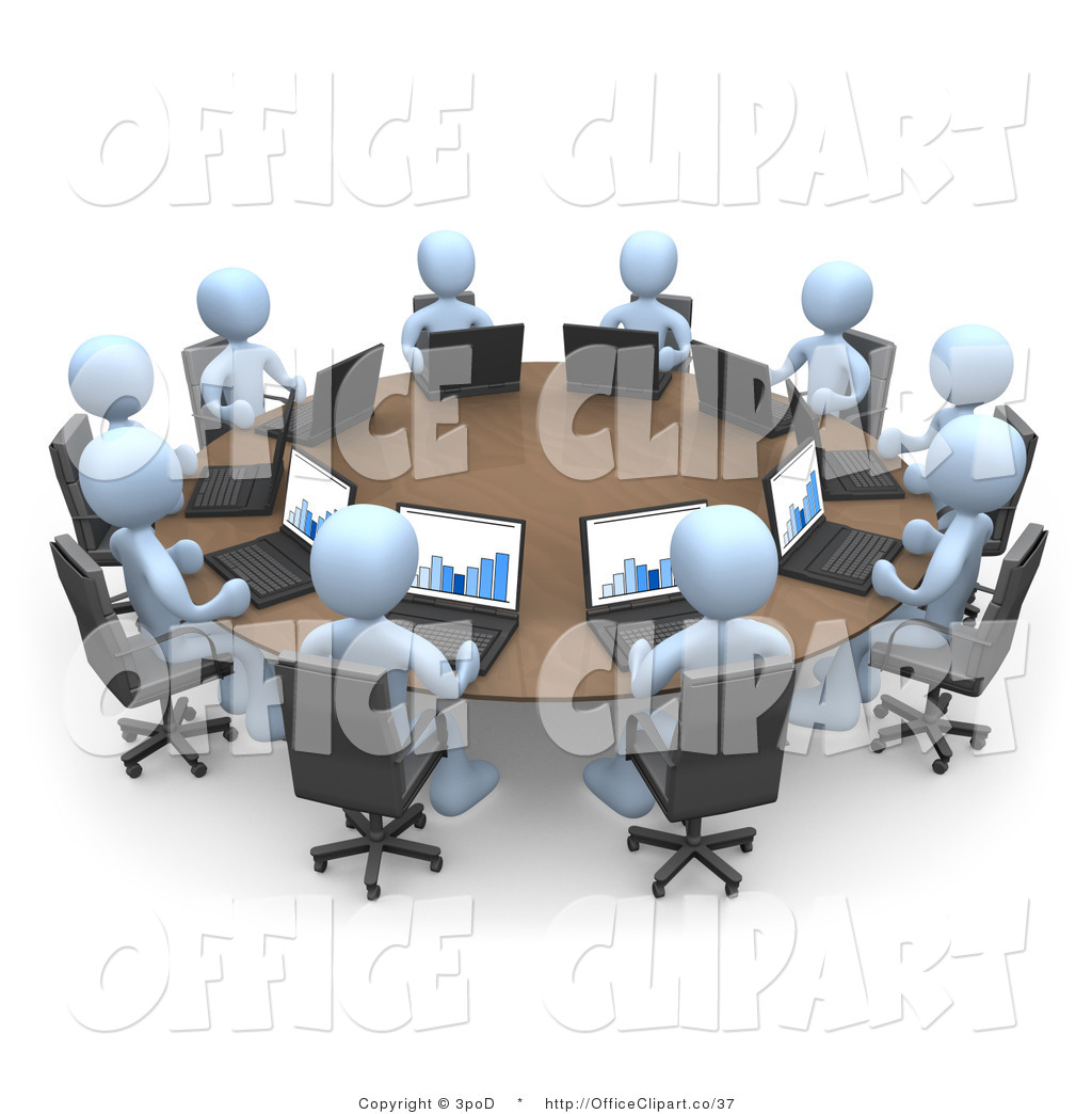 Clip Art Of A Group Of Many Blue People Students Or Employees During