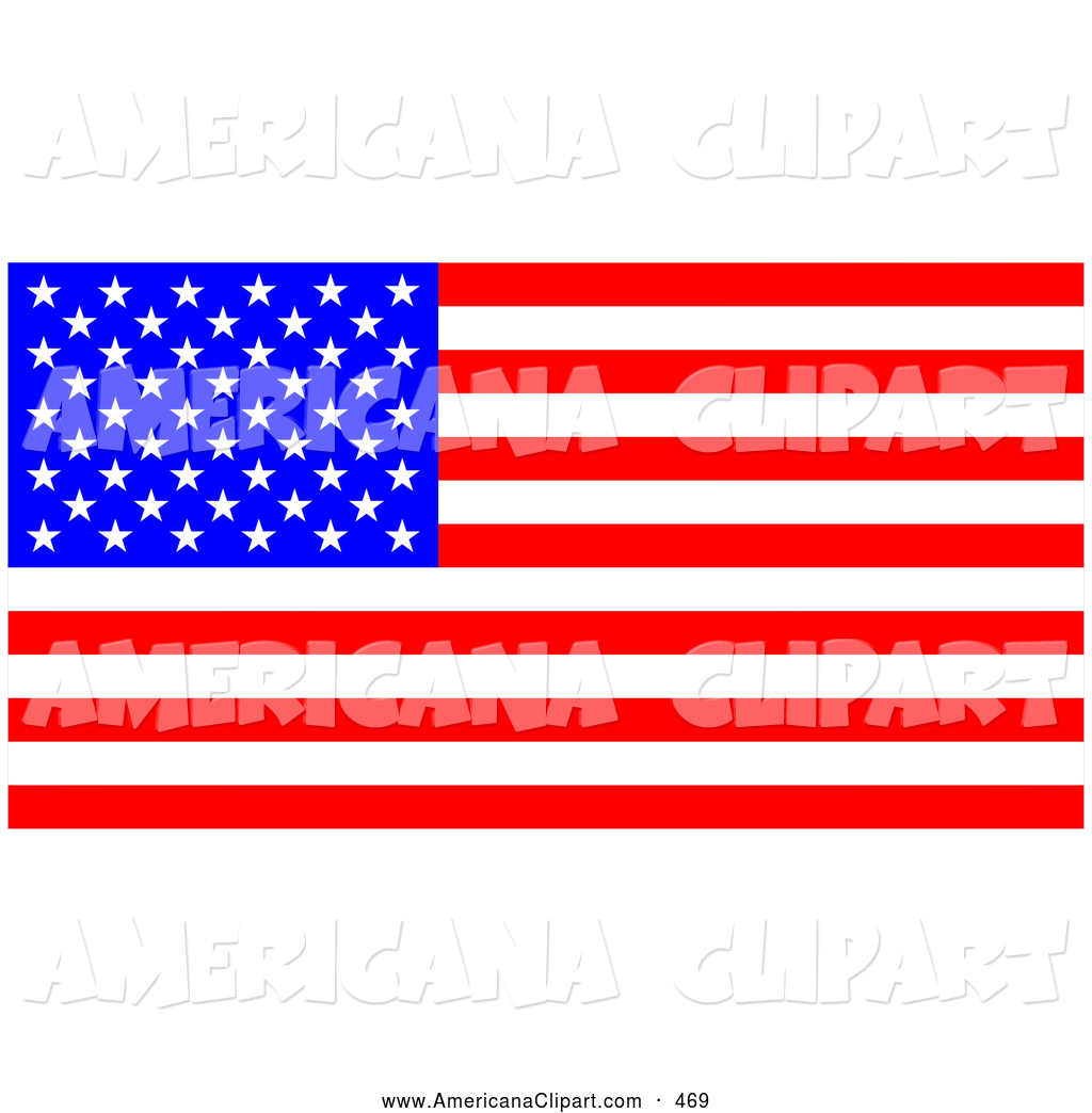 Clip Art Of A Patriotic Bright American Flag With Stars And Stripes