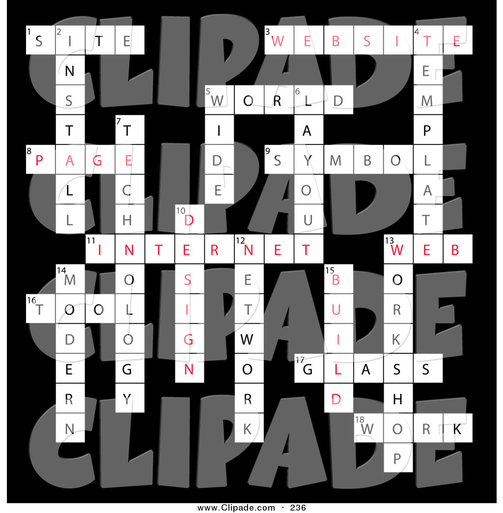 Clip Art Of A Web Design Vocabulary Finished Crossword Puzzle On Black    