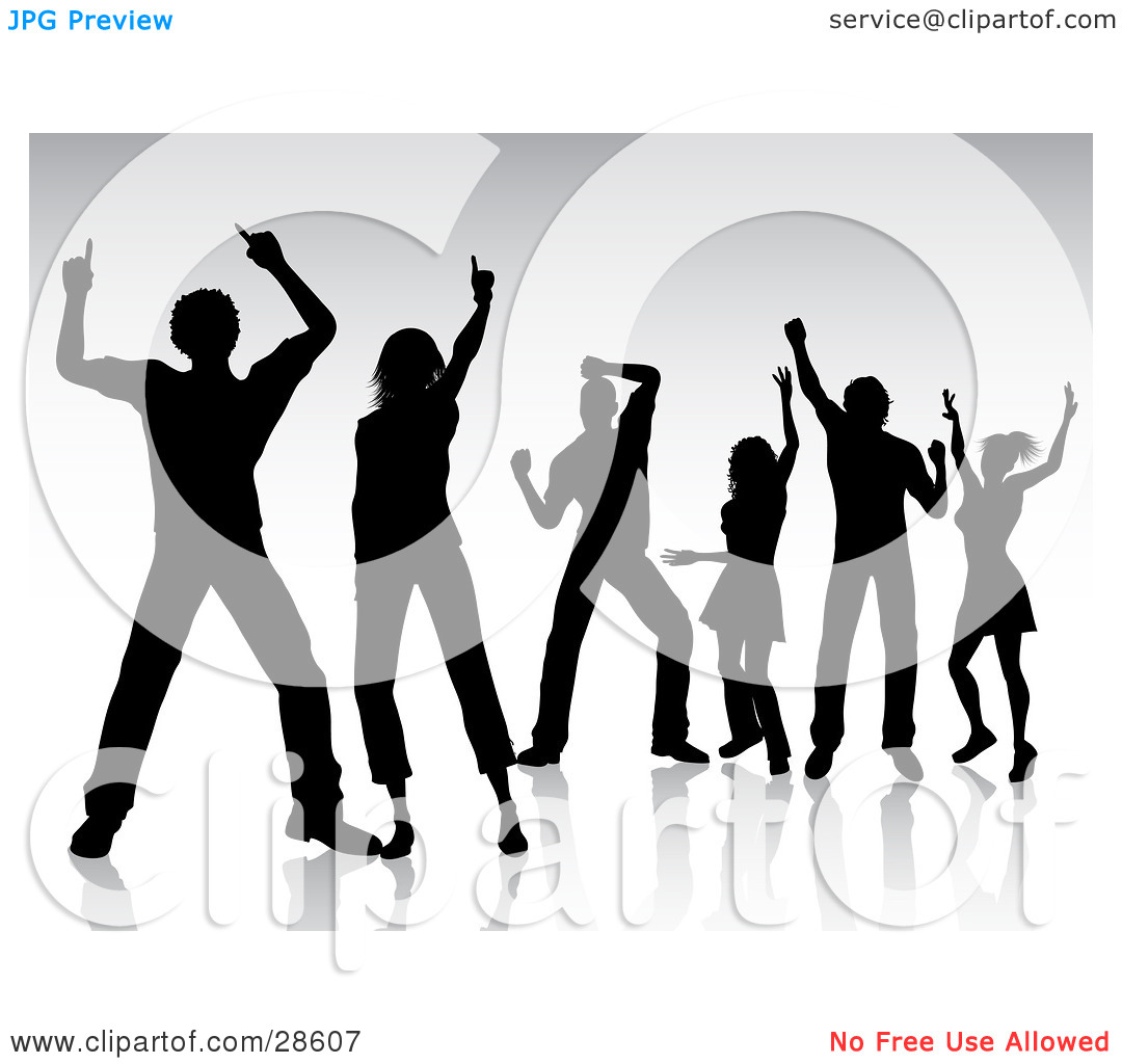 Clipart Illustration Of Silhouetted Black People Dancing And Having