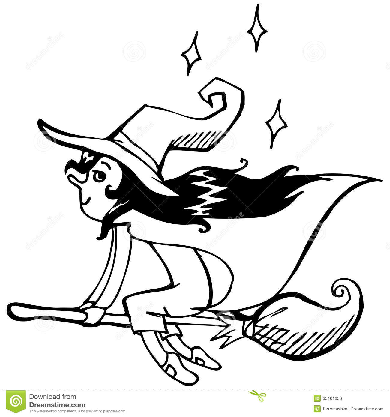 Cute Witch Clipart Black And White