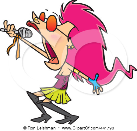 Free Rf Clip Art Illustration Of A Cartoon Lady Rock Star Singing Jpg