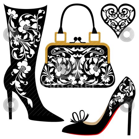 Illustration Stock Vector Clipart Silhouettes Of Women Shoes