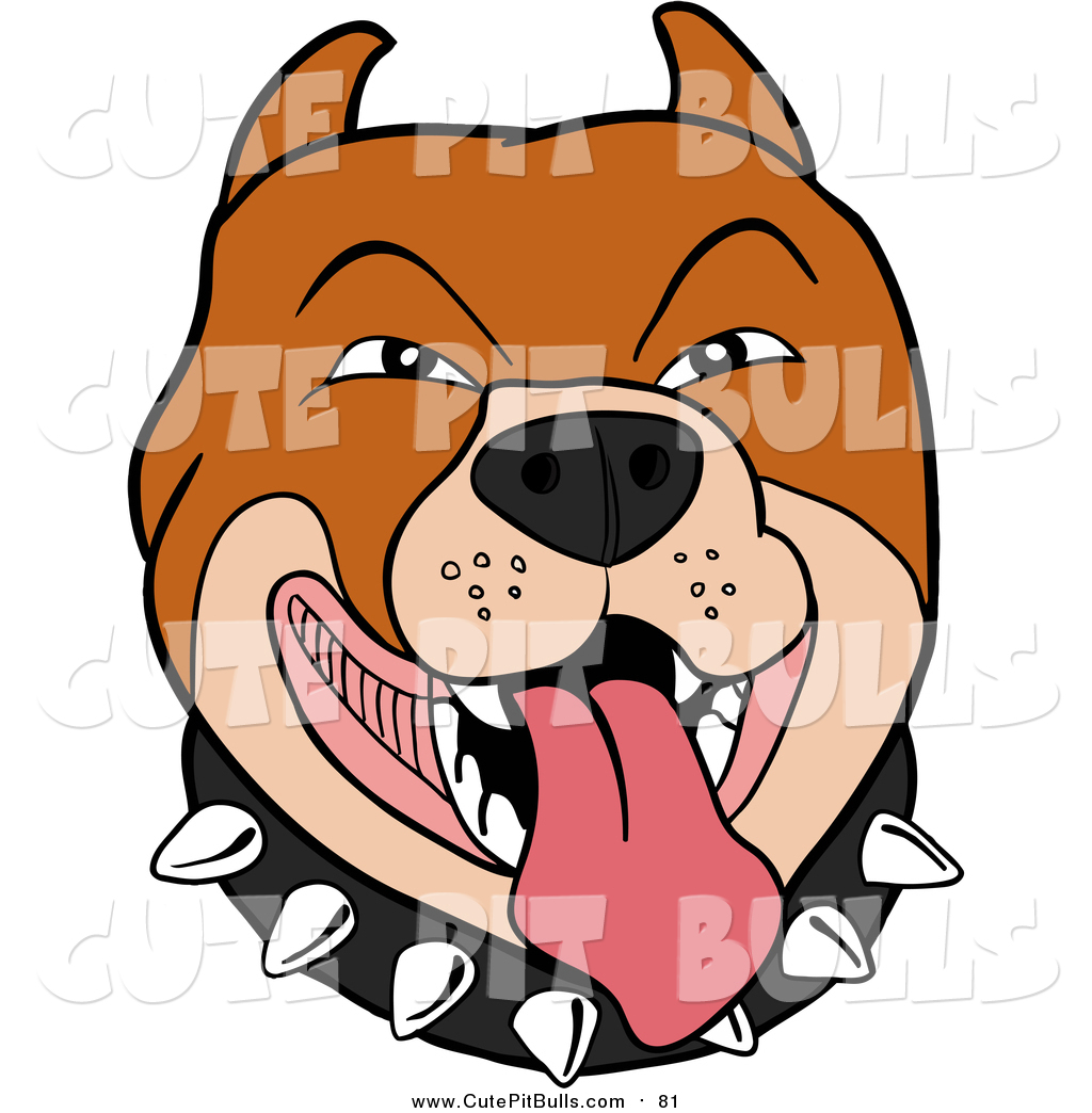 Larger Preview  Vector Of A Cartoon Panting Brown And Tan Pitbull Face    