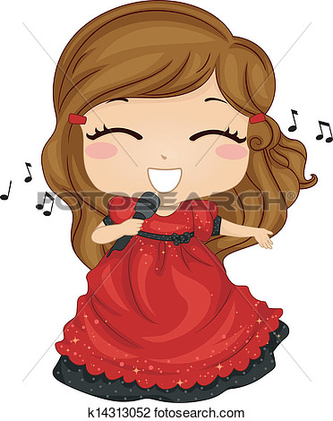 Little Girl Singing View Large Clip Art Graphic