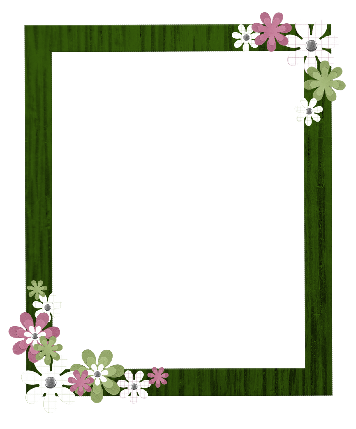 Marisa Lerin Green Flower Frame Asset Pink White Wood Embellishment
