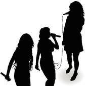 Singing Girl With A Microphone Black Silhouette   Stock Illustration