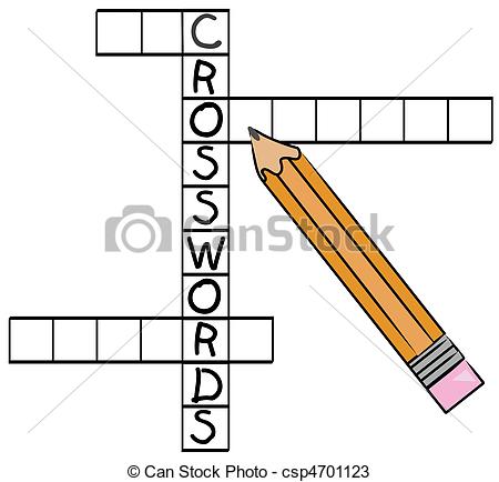Stock Photo   Orange Pencil Filling In Crossword Puzzle   Stock Image    