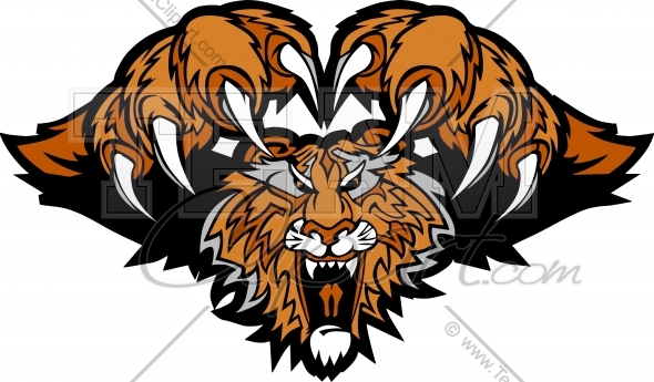 Tiger Mascot Pouncing Graphic Vector Clipart Image   Team Clipart  Com