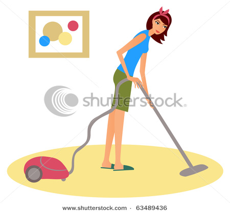 Using A Vacuum Cleaner On The Carpet In This Clipart Stock Photo