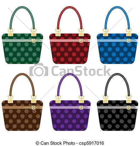 Vector   Ladies Fashion Handbags Set   Stock Illustration Royalty