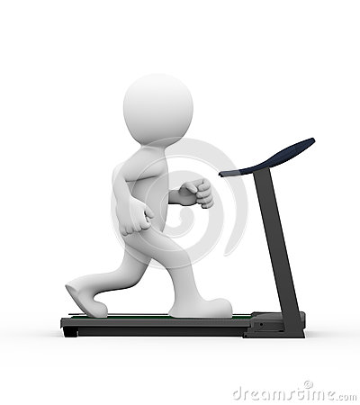 3d Rendering Of Side View Of Man Exercising And Running On Treadmill    