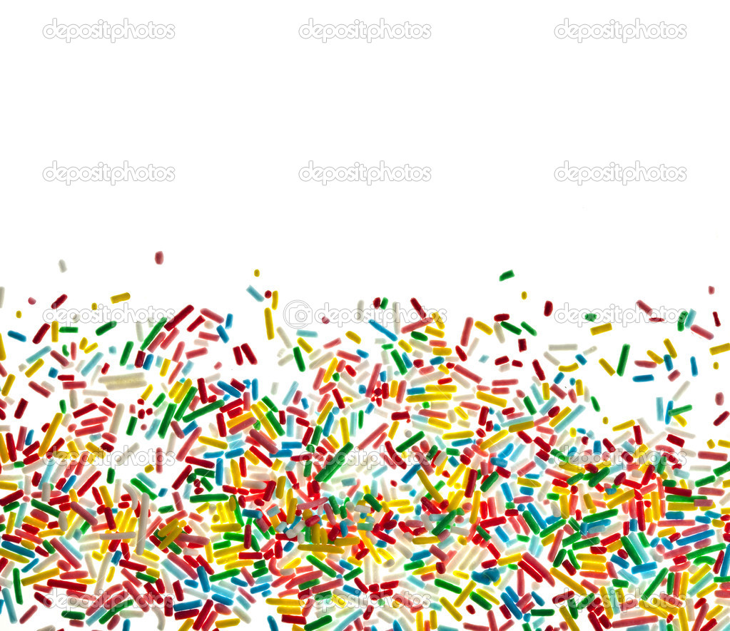 Border Frame Of Colorful Candy Sprinkles Isolated On White Background