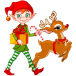 Christmas Elf With Deer