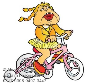 Clipart Illustration Of Girl Riding A Bicycle With Stabilizers