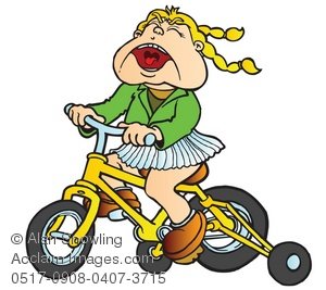 Clipart Illustration Of Screaming Girl Riding A Bicycle   Acclaim