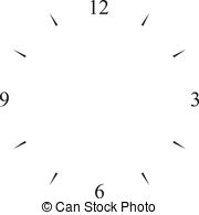 Clock Dial Black 12 3 6 And 9 Signs Vectors Illustration