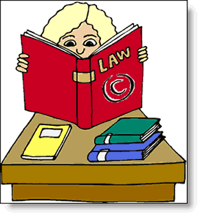 Graphic Of Woman Reading A Book On Copyright Law