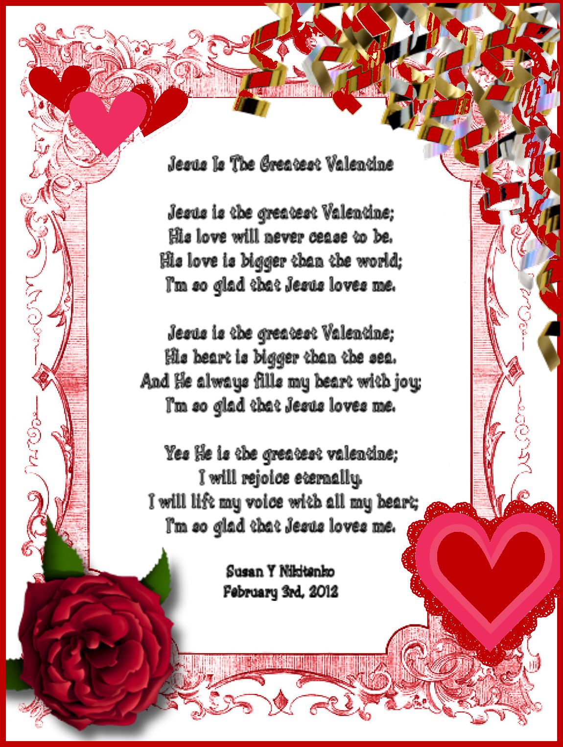     In My Treasure Box  Jesus Isthe Greatest Valentine   Poem Poster