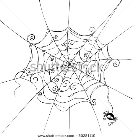 Isolated Spooky Spider Web In A Fun Way Stock Vector Illustration