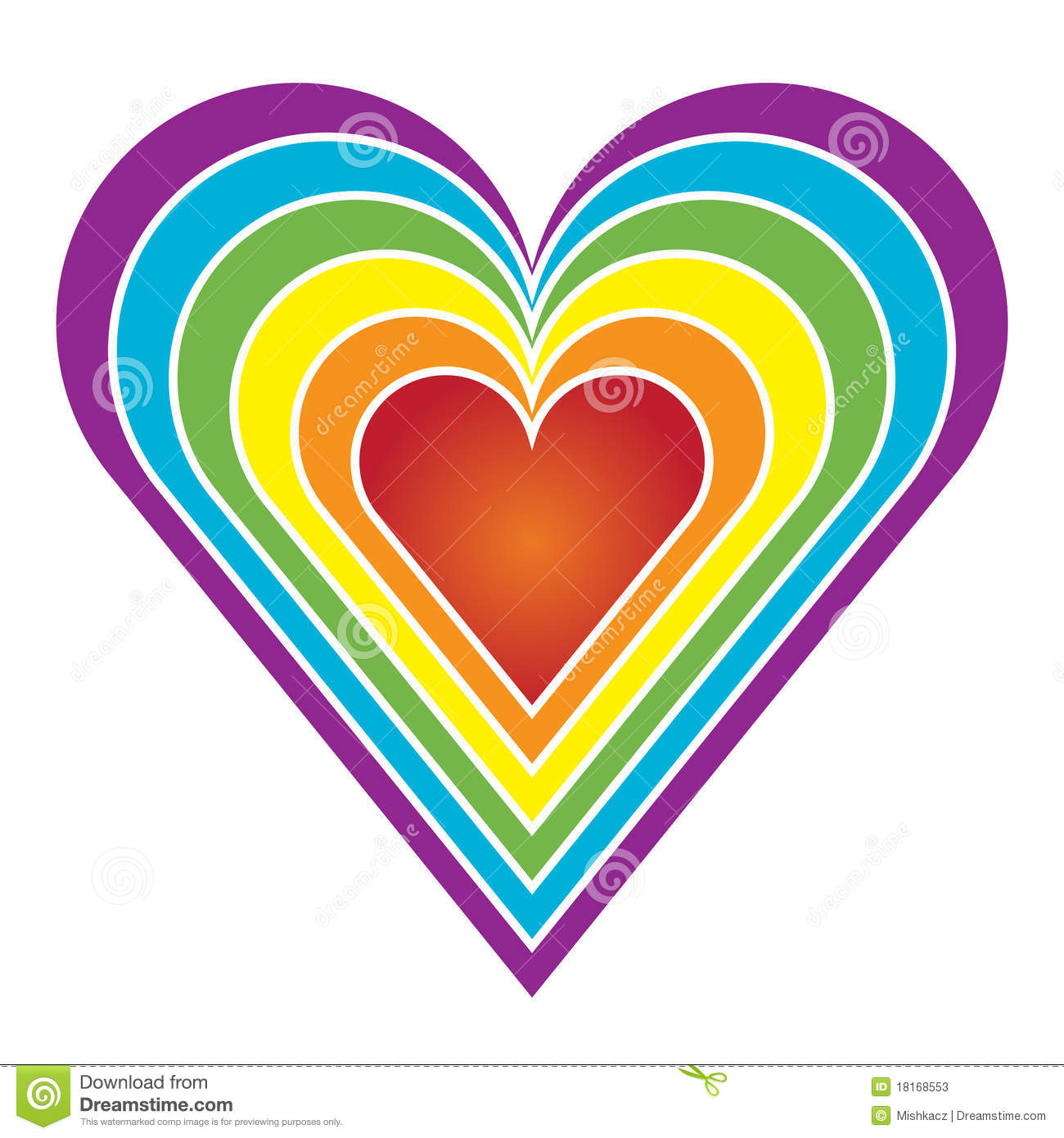 Isolated Vector Colorful Rainbow Hearts On White Background   Ideal    
