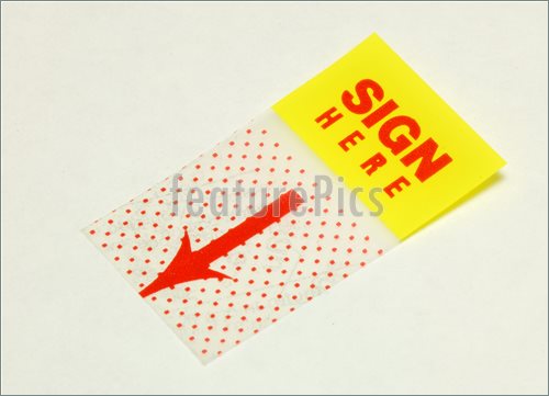 Picture Of Sign Here Sticker  Stock Picture At Featurepics Com