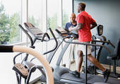 Stock Image Of Physical Therapist Monitoring Senior Man On Treadmill
