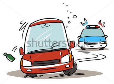 Transportation   Police Chasing Drunk Driver  Cartoon Illustration