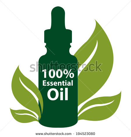     100 Percent Essential Oil Dropper Bottle With Leaf Isolated On Clipart