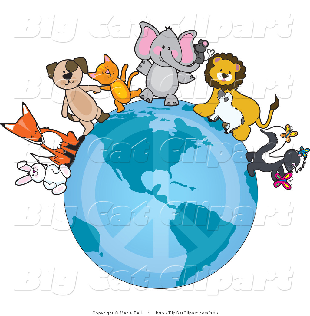Big Cat Clipart Of Cute Critters On A Peace Earth By Maria Bell    106