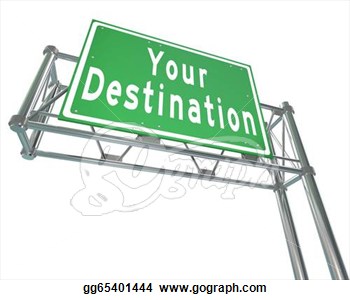 Clip Art   Your Destination Words On Green Freeway Road Sign Directing