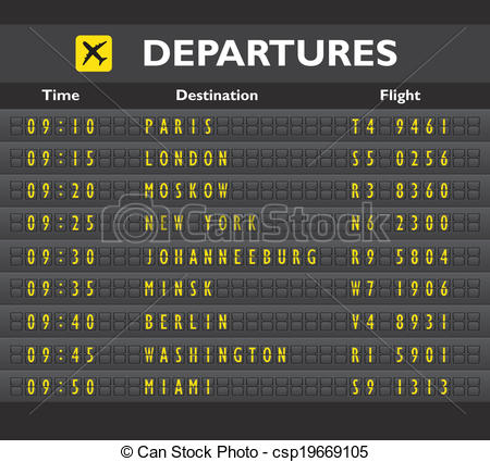 Clipart Of Airport Board Print   Airport Departure Arrival Destination