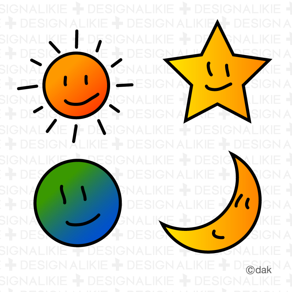 Cute Character Sun Stars Moon The Earth Pictures Of Clipart And