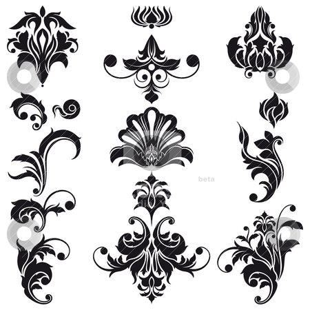 Decorative Floral Design Elements Stock Vector Clipart Set Of