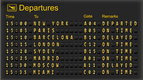 Departure Board   Destination Airports  Royalty Free Stock Images