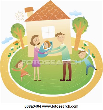 Drawing   Cordial Family Spend Happy Time Altogether  Fotosearch