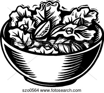 Drawings Of A Picture Of A Bowl Of Salad In Black And White