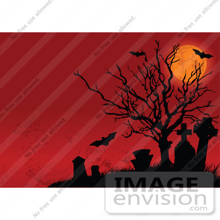 Free Clip Art Illustration Spooky Full Moon Dead Tree Bat