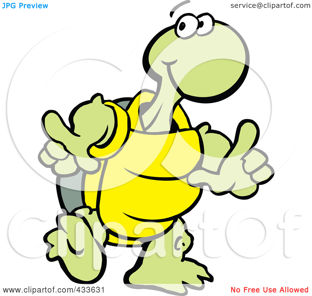 Free  Rf  Clipart Illustration Of A Tortoise Doing A Happy Dance
