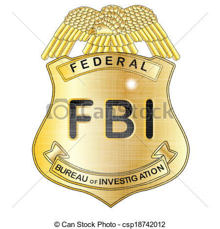 Gold Fbi Badge Isolatrd Over A White    Csp18742012   Search Clipart