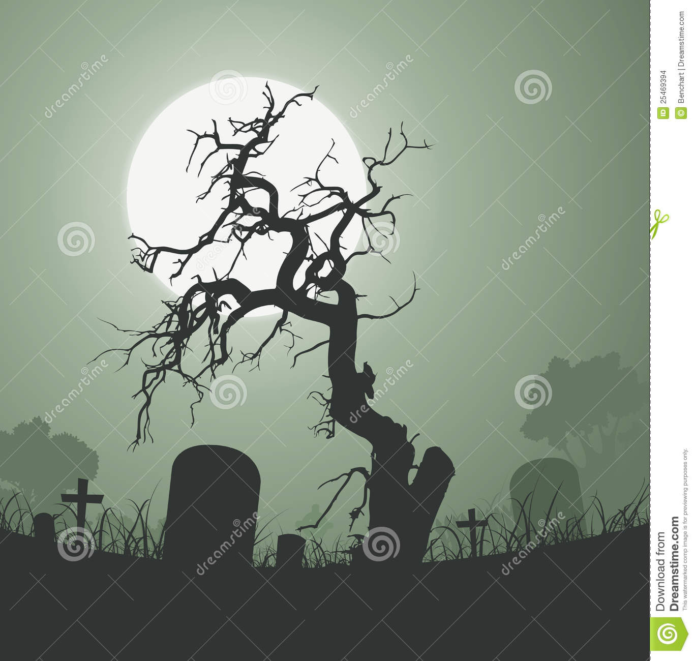 Halloween Spooky Dead Tree In Graveyard Stock Images   Image  25469394