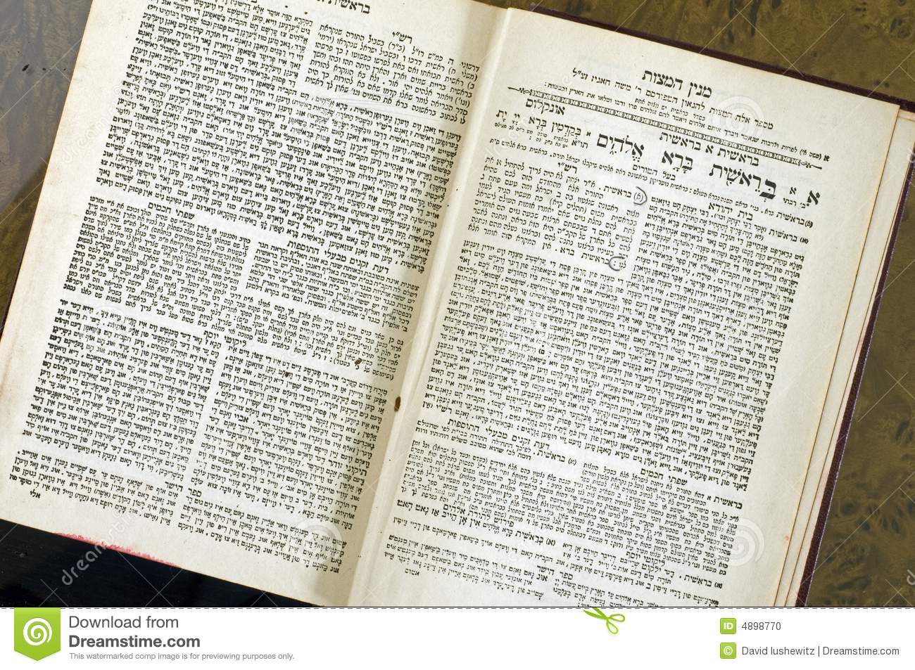 Hebrew Bible Genesis Stock Photo   Image  4898770