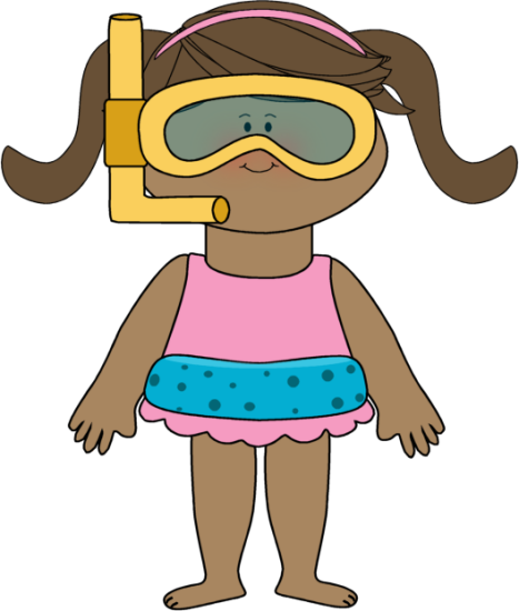 Image   Girl Wearing A Pink Bathing Suit And Yellow Snorkle Goggles