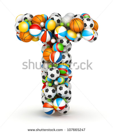 Letter T Stacked From Gaming Balls Alphabet   Stock Photo
