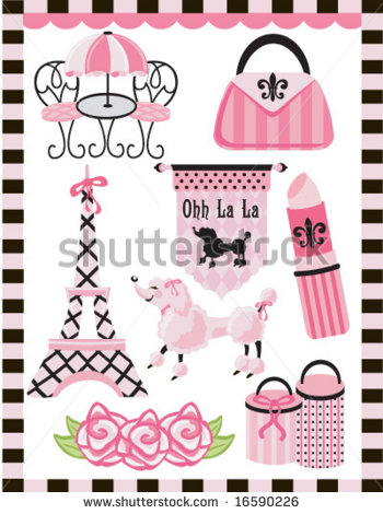 Paris Themed Boutique Style Graphics Stock Vector Illustration