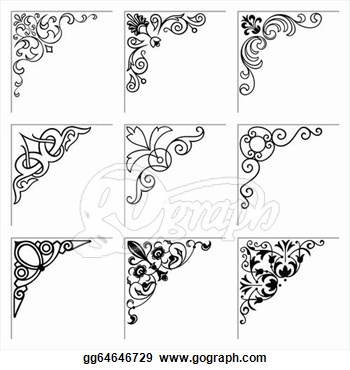       Set Of Corner Decorative Elements  Clipart Drawing Gg64646729