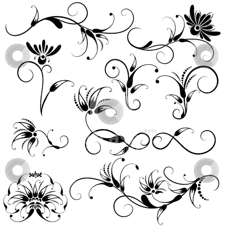 Set Of Decorative Floral Design Elements Stock Vector Clipart