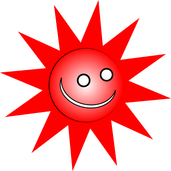 Smiley Red Sun Clip Art At Clker Com   Vector Clip Art Online Royalty
