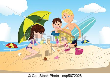 Spending Time With Family Clipart Vector   Beach Family Vacation